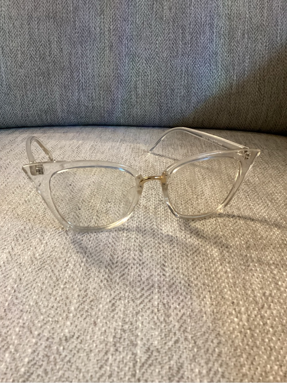 Clear Cat Eye Glasses with Gold Bridge